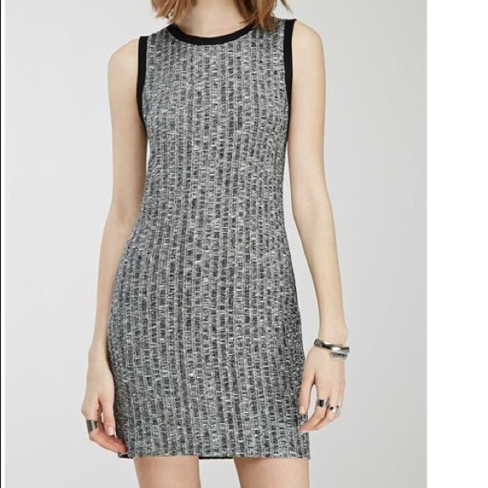Marled rib-knit ringer dress